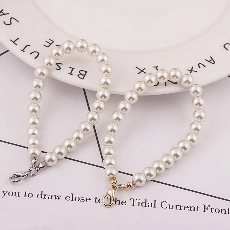 DIY handmade imitation pearl small short chain bag pearl chain accessories mobile phone case key chain pendant manufacturers wholesale