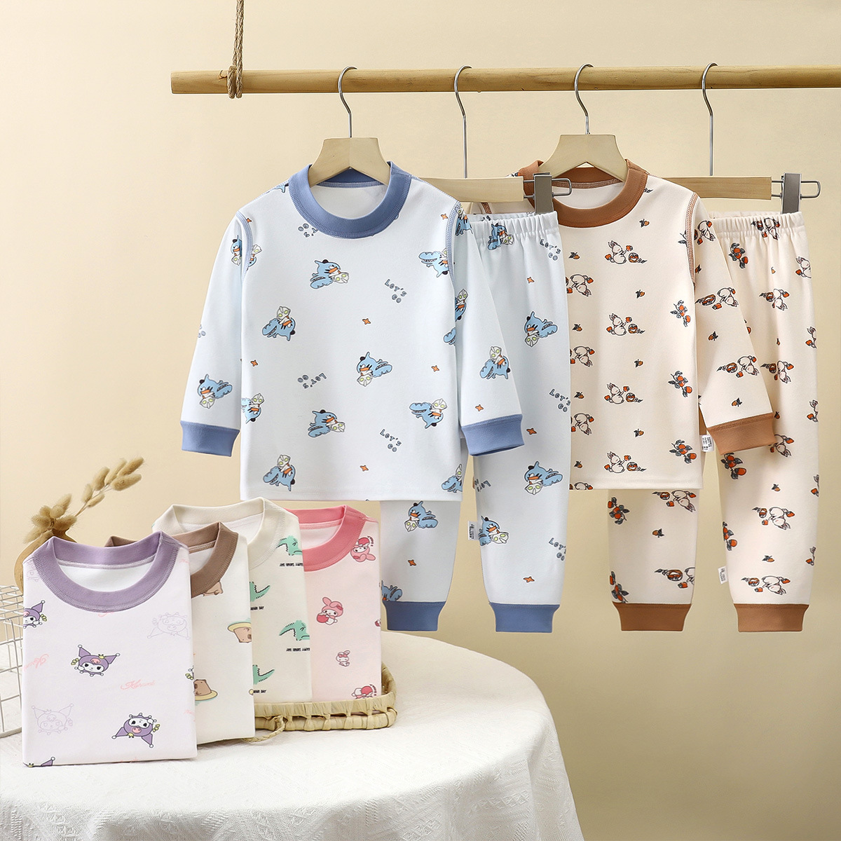 New Children's Underwear Set Autumn and Winter Thermal Tops and Pants Baby Boys Girls Home Wear Pajamas