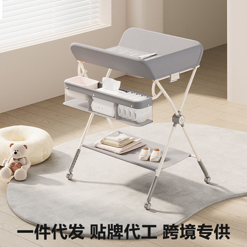 Mesa de pañales, mesa de cuidado de bebés, mesa de cambio de pañales para recién nacidos, mesa de masaje, mesa de toque plegable multifuncional para la cama del bebé