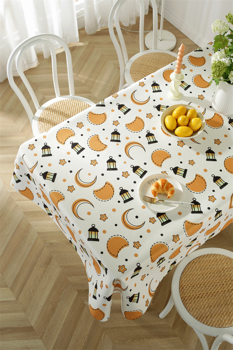 Tovaglia da tè impermeabile in poliestere con stampa di stelle e luna musulmane mediorientali, spedizione transfrontaliera, dropshipping_voghion.com