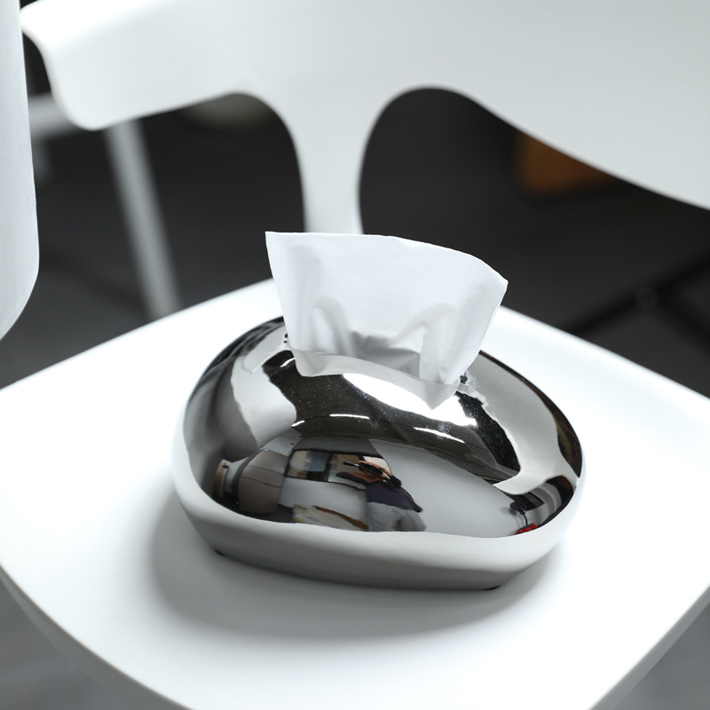 Caja de pañuelos de cerámica simple japonesa Sala de estar Caja de dibujo de papel dorado y plateado Caja de dibujo Decoración del hogar Decoración creativa