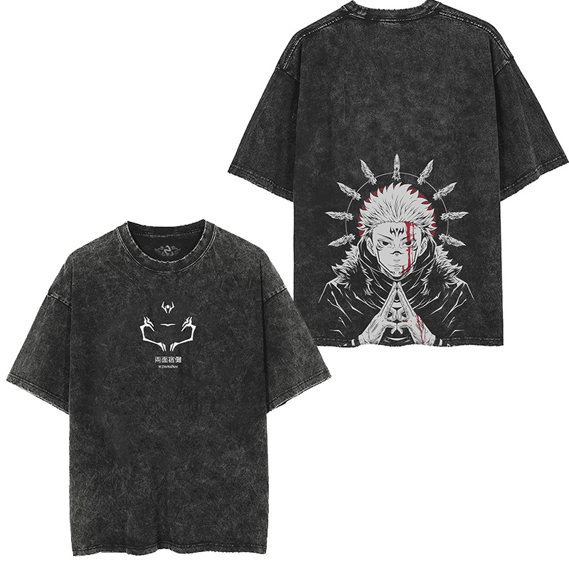 Other Jujutsu Kaisen Ryomen Sukuna T-shirt Vintage Washed Black