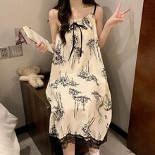 思雅晨#云朵棉吊带睡裙带胸垫睡衣女夏性感宽松中长连衣裙家居服