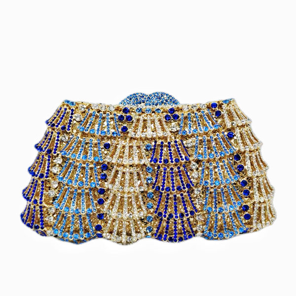 Túi clutch nữ cầm tay dự tiệc đính đá rhinestone cao cấp — Vàng ngọc xanh lam, Chim công vàng màu xanh lam, Màu đỏ vàng kim, Màu vàng kim huyền ảo