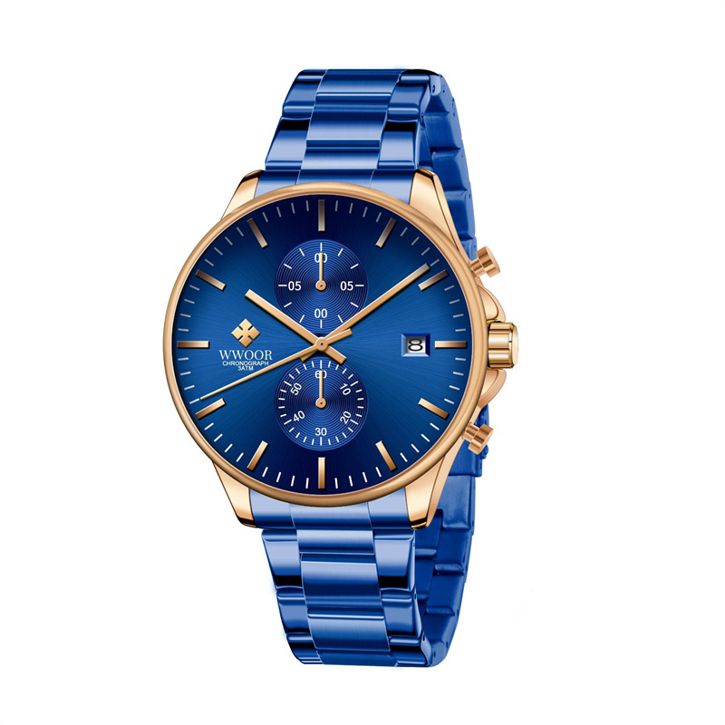 WWOOR/Hold amor 8844 nuevo calendario simple casual movimiento de cuarzo moda Correa acero reloj los hombres