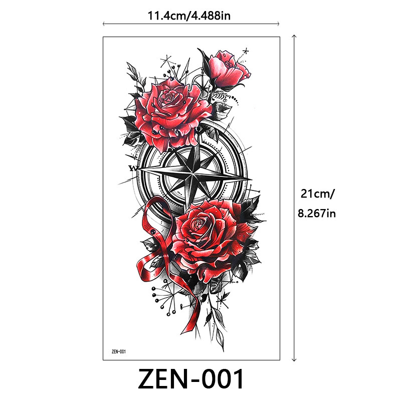 新品跨境 ZEN小全臂纹身贴半臂纹身贴动物花朵万圣节纹身贴tattoo|undefined