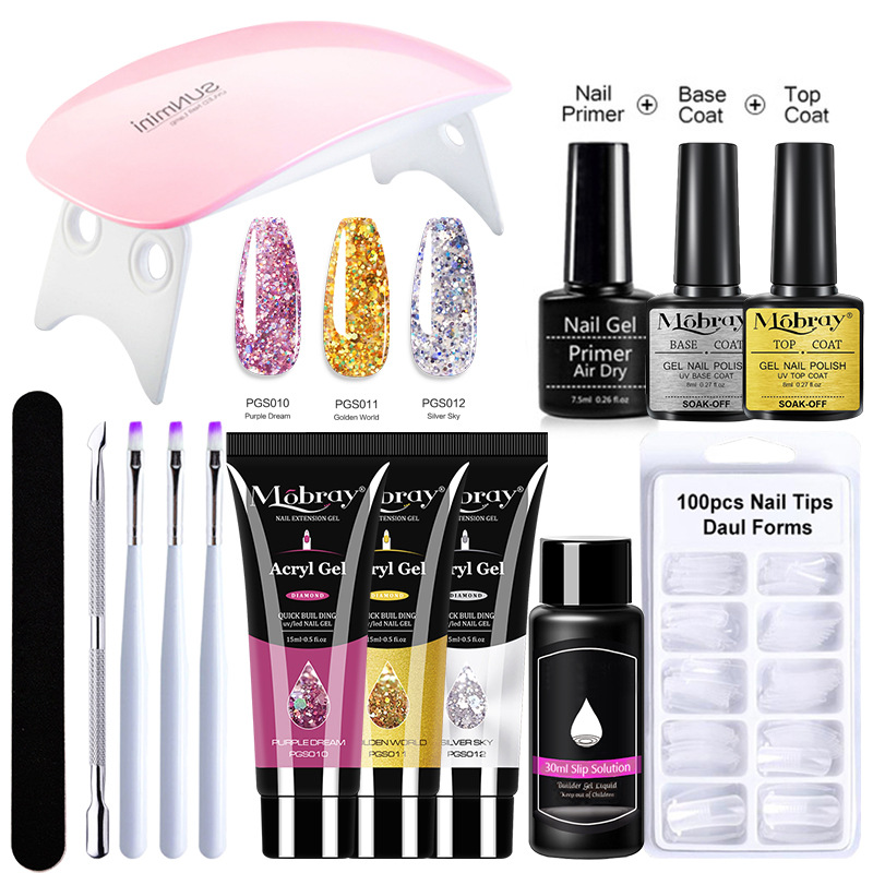 AliExpress Amazon caliente poli gel uñas de secado rápido fototerapia pegamento multi-color Crystal extensión pegamento 15ml traje