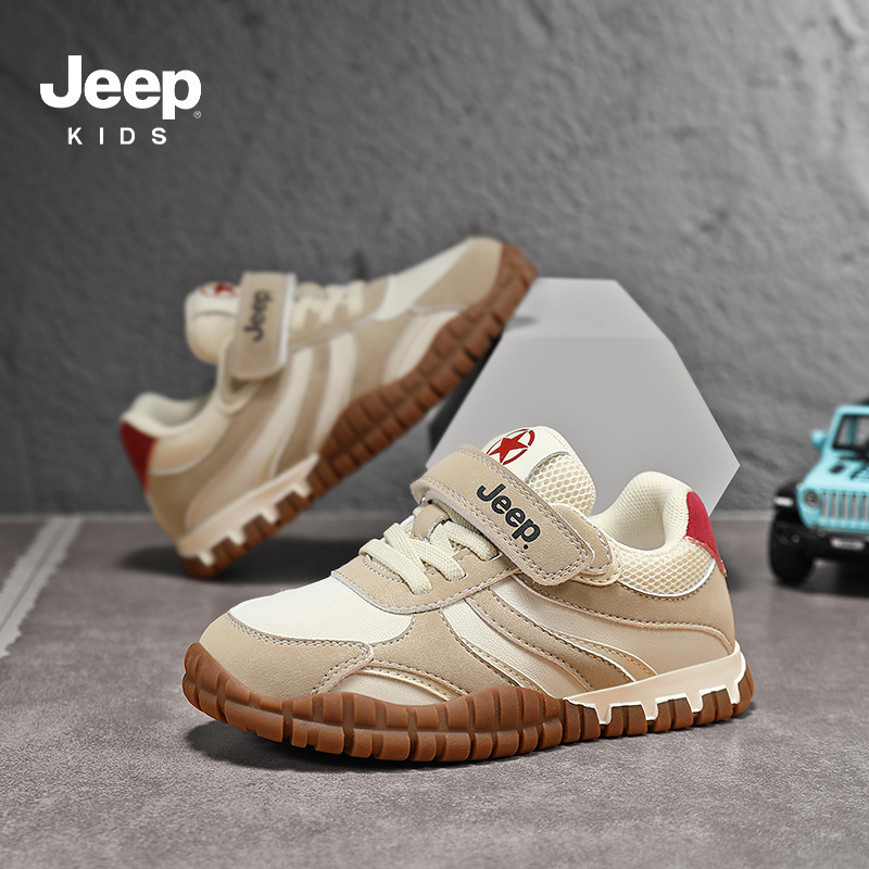 Jeep男童鞋2025秋季新款防水皮面儿童运动鞋舒适轻便女童跑步鞋潮|undefined