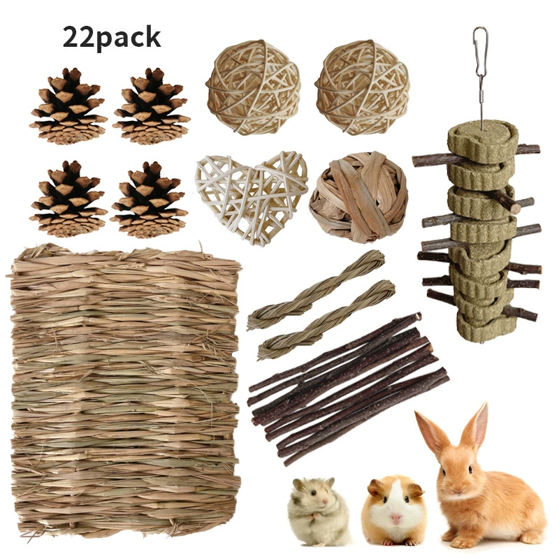 Домашние животные моляры игрушка кролик яблочная ветвь молотая палочка морская свинка игрушка хомяк сосновая шишка из ротанга комбинированный набор