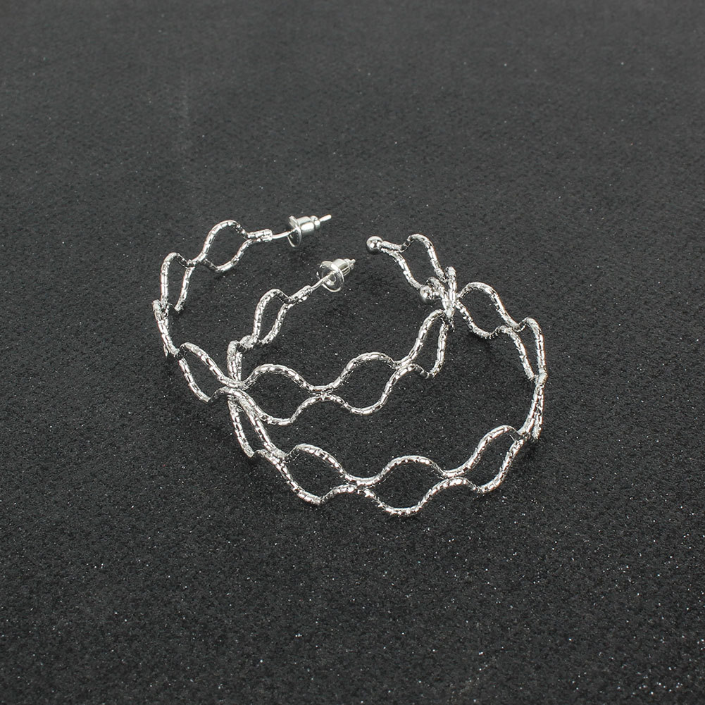 Simple Alloy Wave Circle Geometric Earrings display picture 4