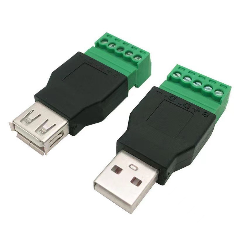USB A母转绿色端子 免焊USB转5P端子 USB 转接头 USB免 焊连接头