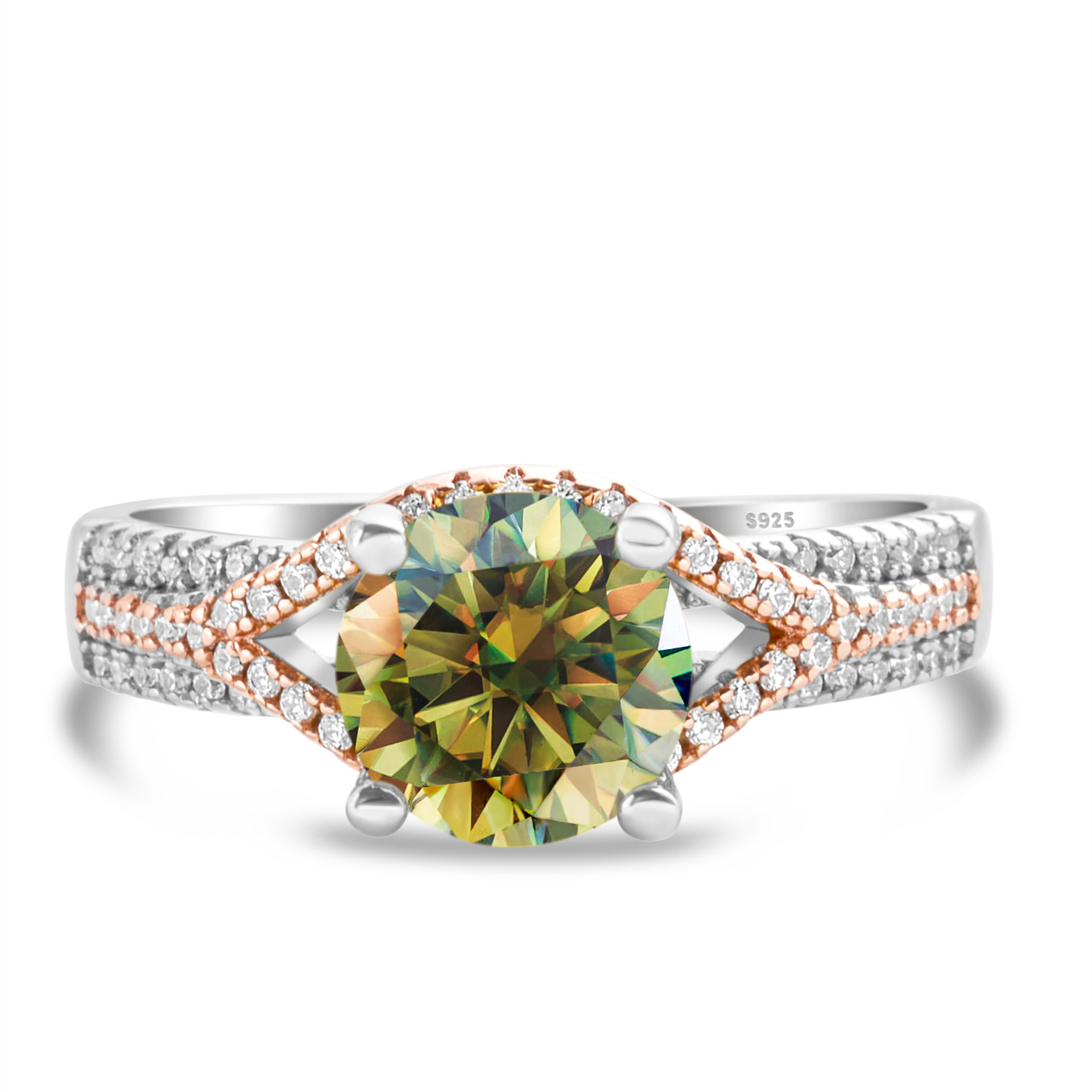 Anillo de flores de automóviles anillo de diamantes de moissan anillo de plata femenino exagerado oro anillo de diamantes de dos colores anillo de chatarra en vivo suministro