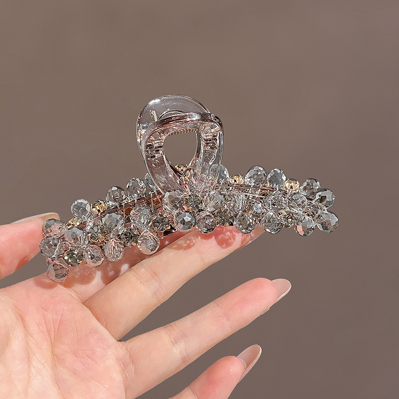 女性用グリッパー 2025 新しいハイエンドクリスタルヘッドギアクリップヘアクリップ後頭部大サイズヘアクイックシャーククリップ|undefined