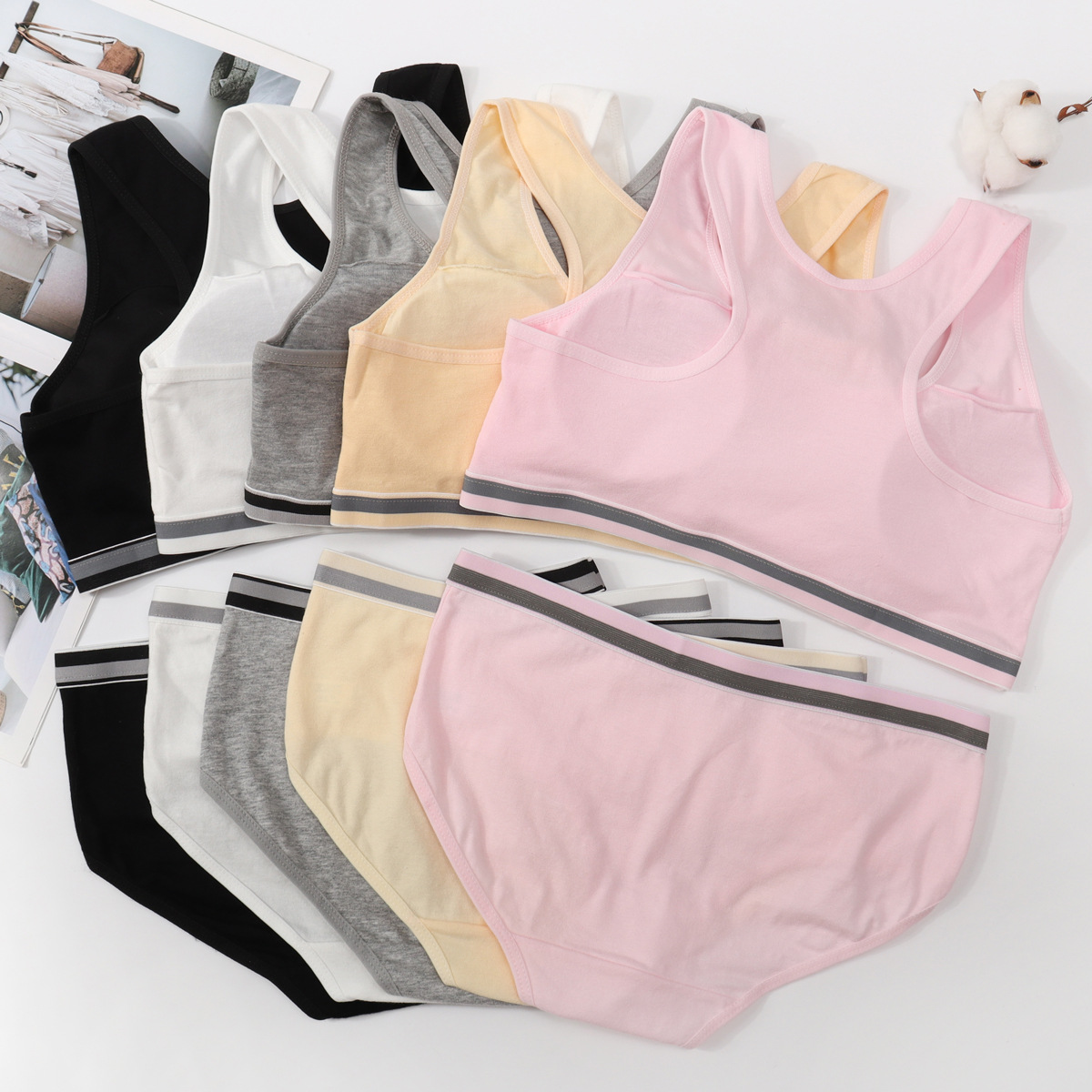Chaleco de desarrollo de ropa interior para estudiantes de 12 - 16 años de edad, niños de secundaria y escuela secundaria, algodón puro sin anillo de acero, conjunto de sujetadores para niñas
