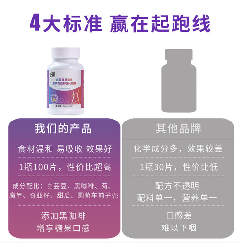 White Kidney Bean Black Coffee Konjac Chia Seed Pressed Candy 70g Fast and Efficient Taotet One-time Delivery