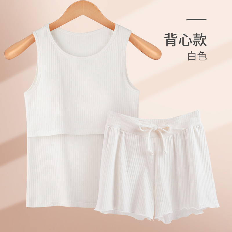 妊婦パジャマ純綿授乳半袖女性夏薄手月子服夏服産後ルームウェア授乳セット|undefined