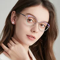 W9080 новый кошачий глаз очки рама для обесцвечивания анти-синего цвета очки металлические очки рамка для плоских зеркал трансграничные очки рама
