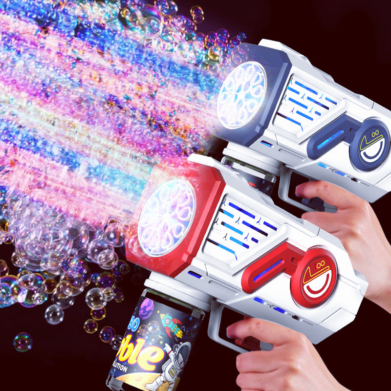 Explosión máquina de burbujas automática pequeña pistola de acero Gatlin burbujas pistola de burbujas mercado nocturno al por mayor burbujas sopladas fabricantes