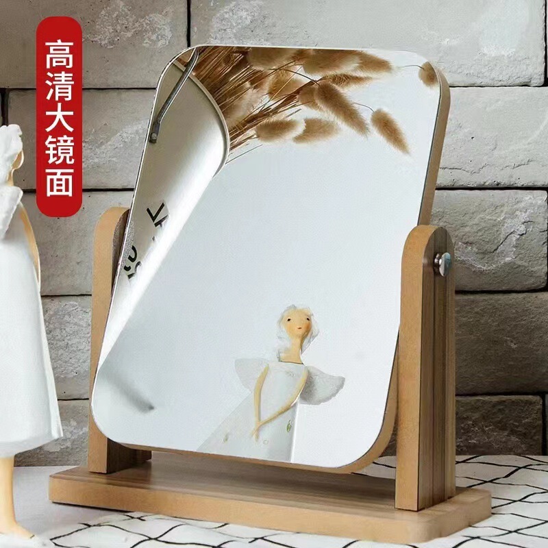 鏡化粧鏡携帯寮用デスクトップデスクトップ家庭用回転化粧鏡木鏡化粧|undefined