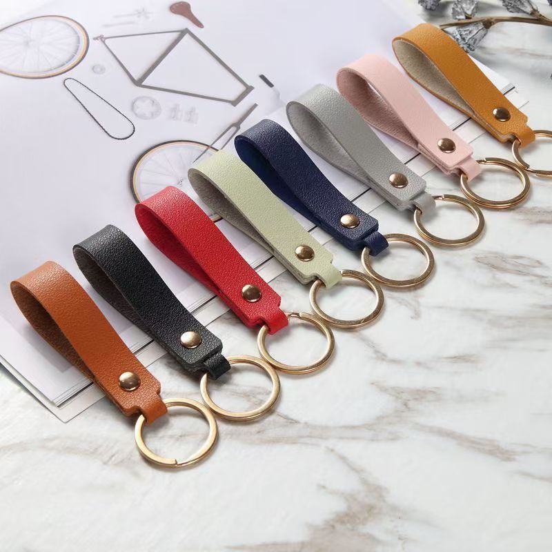 Leather Keychain Unisex Keychain Cortex Buckle Pendant Business Internet Popular PU Leather Car Keychain Rope