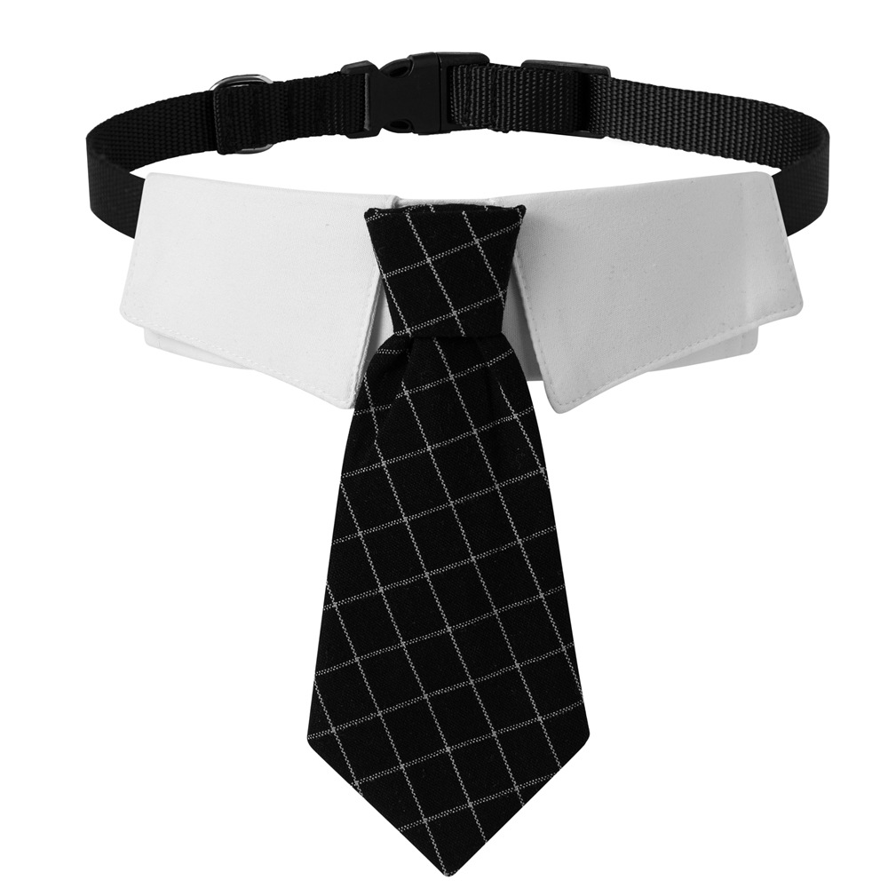 Fábrica en stock transfronterizo nuevo estilo británico guapo boda perro traje de sarga perro collar traje Plaid tie
