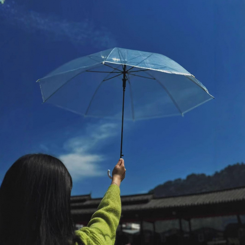 包邮一次性透明雨伞批货长柄自动塑料白色高颜值透明伞|undefined