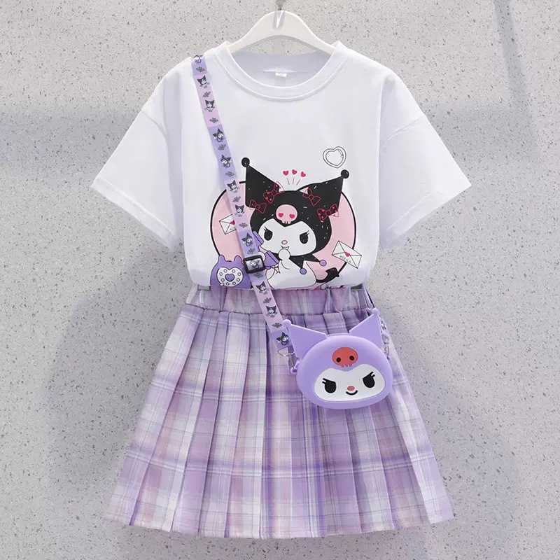 Girls' jk suit summer new western style short-sleeved preppy style pleated skirt coolomi princess dress summer two-piece set