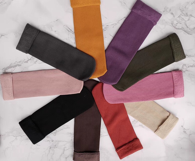 Cashmere vertical snow socks for men and women autumn and winter plus velvet padded warm tube floor socks moon socks wholesale
