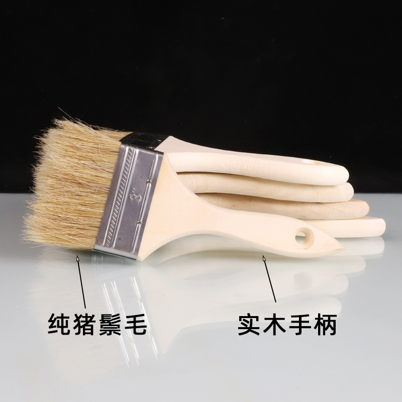 Fábrica al por mayor cepillo de pelo de cerdo largo cepillo de cerdas puras cepillo de pintura industrial cepillo de pegamento cepillo de salsa de barbacoa