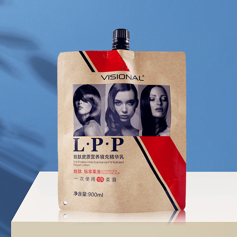 Kraft paper suction nozzle bag perm cream packaging bag perm water hydrogen peroxide shampoo shower gel suction nozzle bag manufacturers