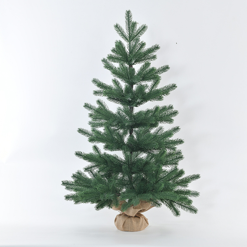 Fabricantes al por mayor nuevo PE cifrado pequeño árbol de Navidad festivo hogar decoración de árboles de imitación en maceta ornamentos verdes