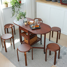 实木折叠餐桌小户型家用可移动吃饭桌原装厂家多功能伸缩收纳桌子