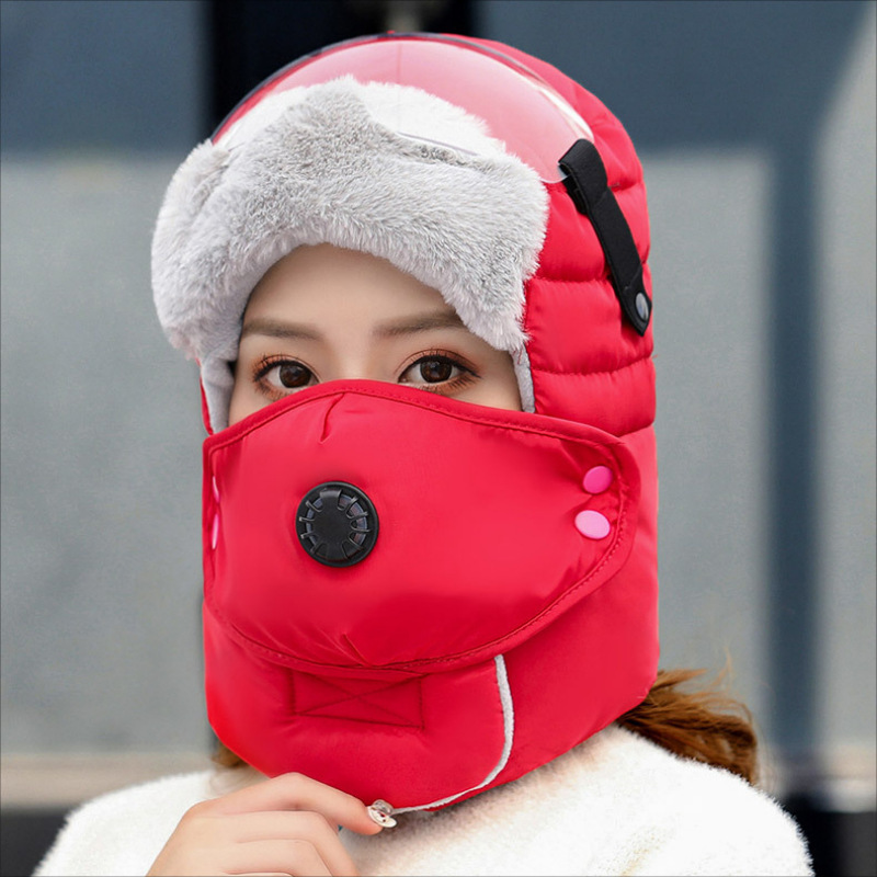 Trapper Hats Winter outdoor men's and women's wind protection ear protection face Lei Feng hat Winter goggles thickened cold hat warm cotton hat_voghion.com