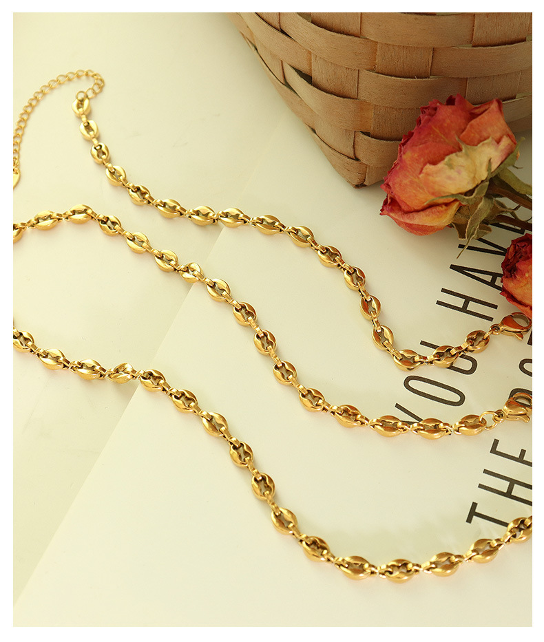 fashion simple geometric titanium steel 18K necklace bracelet