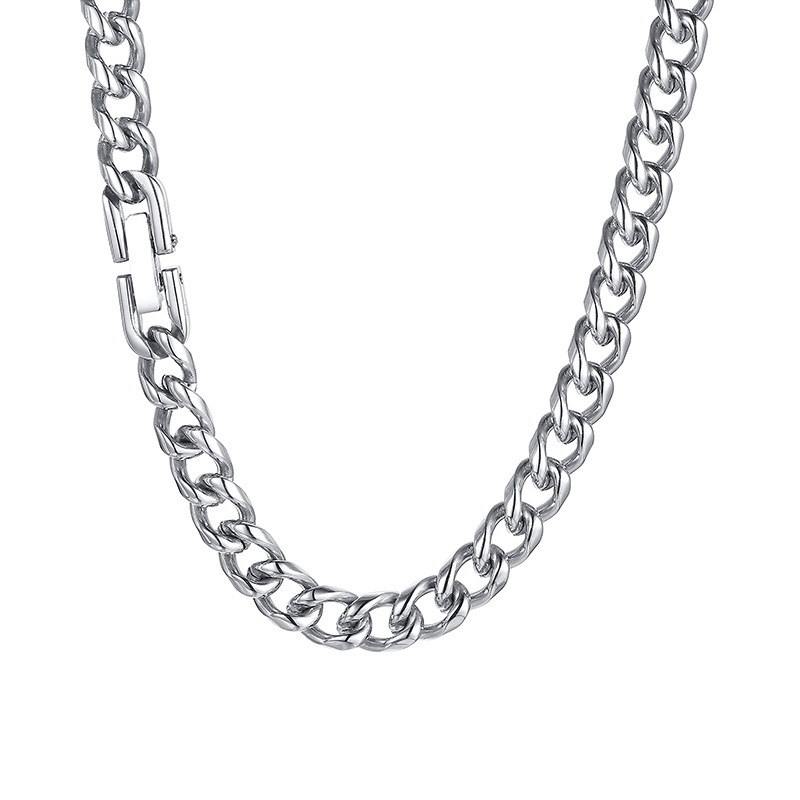 Runde, polierte Edelstahlkette, Stahlfarbe, 6 mm, Herrenschmuck im Hip-Hop-Stil, Quanxishui NC-746_voghion.com