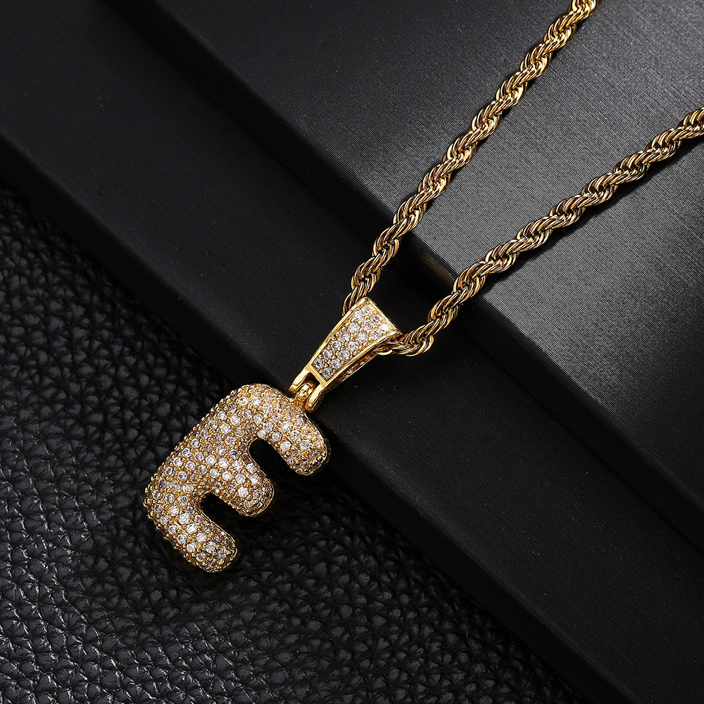 Nuevo cross-border 26 letras inglesas colgantes collares de bronce y piedra collares de moda simplista para hombres y mujeres