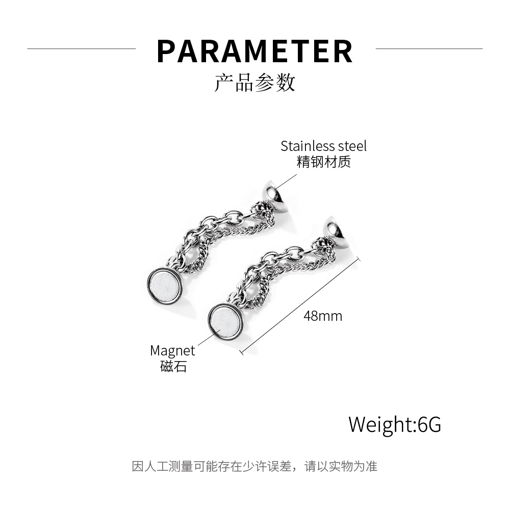 New Simple Geometric Double-layer Chain Stainless Steel Inlaid Zircon Earrings Wholesale Nihaojewelry display picture 1