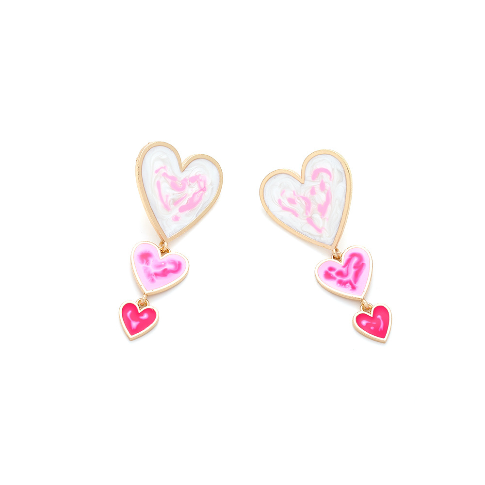 Drop Earrings Classification 1 Pair Quantity 1 Pair IG Style Sweet Heart Shape Enamel Zinc Alloy Drop Earrings
