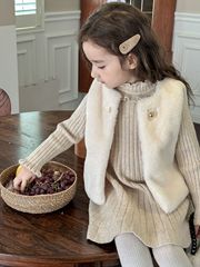 Baby Rabbit Hair Fleece Vest Winter Outfit 2023 New Trendy Baby Fleece Jacket Eco-Friendly Thick Wool Cardigan