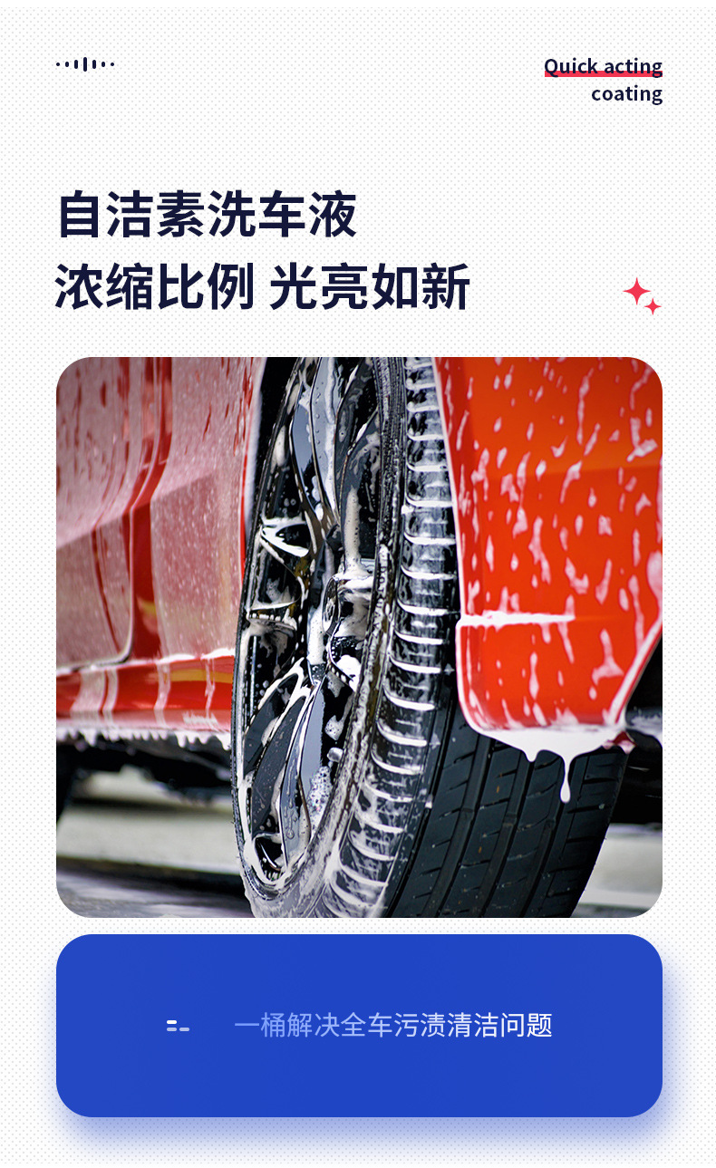 Self-Cleaning Car Wash Liquid, Powerful Decontamination, No Wiping, Special Full-Effect Tire and Wheel Hub Cleaning Agent, High Concentration Car Wash Shop