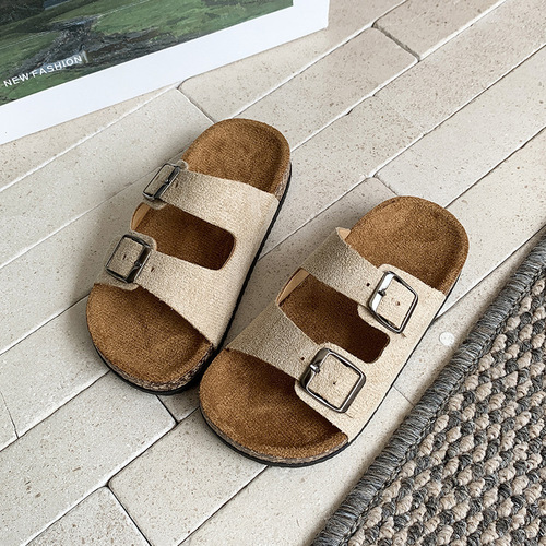 Children's BOBKEEN Shoes Water-Resistant Cotton Retro Summer New Double Buckle Adjustable Outer Wear Thick Sole Non-Slip Slippers for Boys