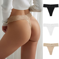 Lace waist stitching seamless yoga sports girl panties Sexy T pants breathable quick-drying women's thong