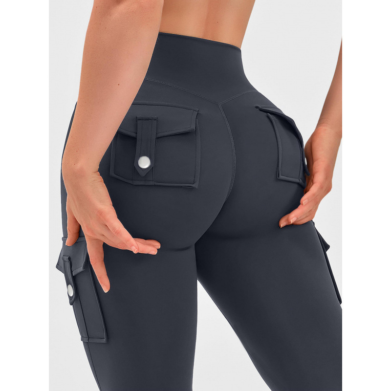 Pocketed Cross-Border Sports Flared Leggings, Elastic High-Waisted Workwear Leggings, Gym Outdoor Yoga Pants