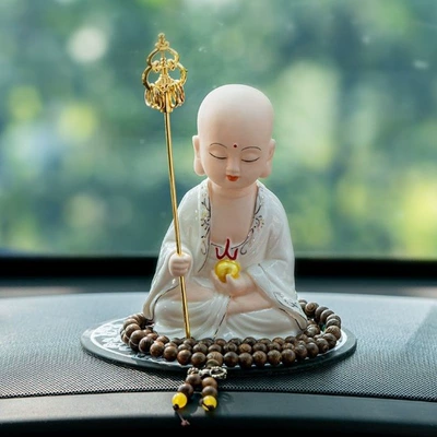 Maitreya Buddha Sitting in Meditation, Car ornaments - seated-ksitigarbha-white