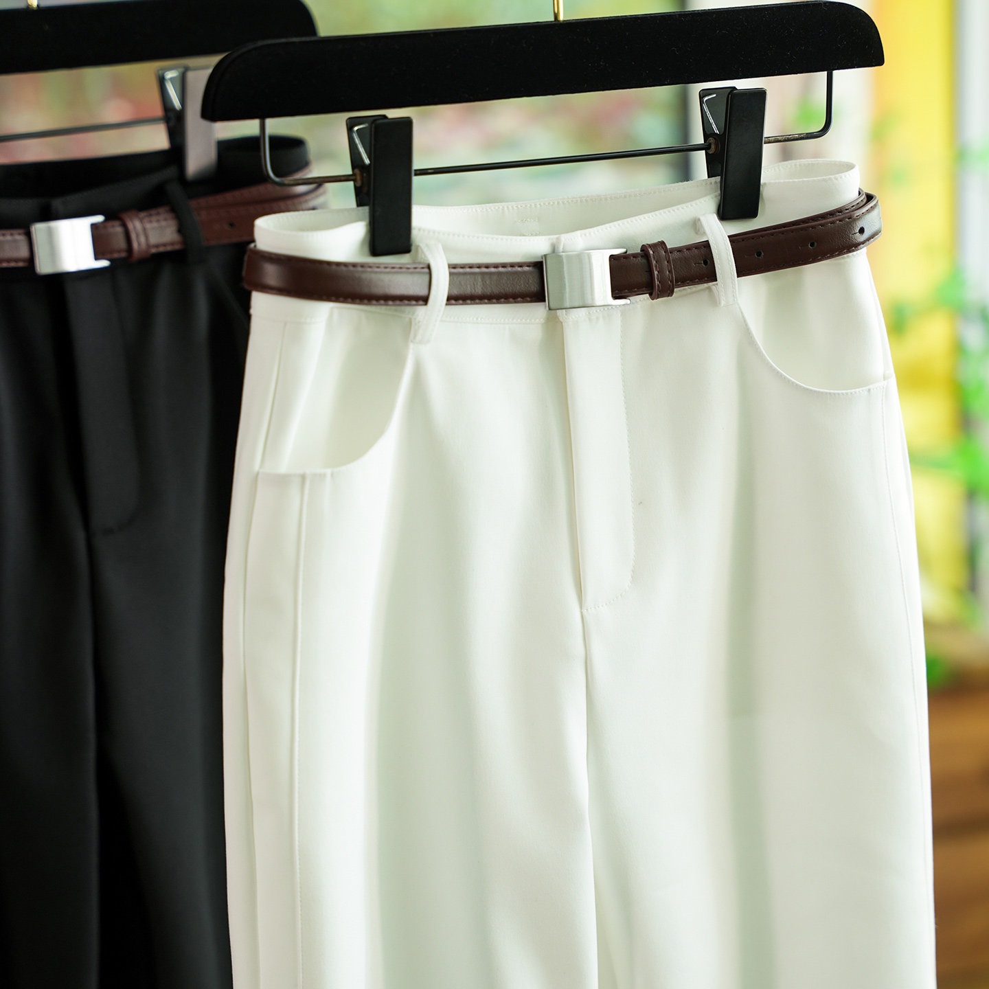 High-Waisted Cigarette-Style Cropped Trousers for Women 0116
