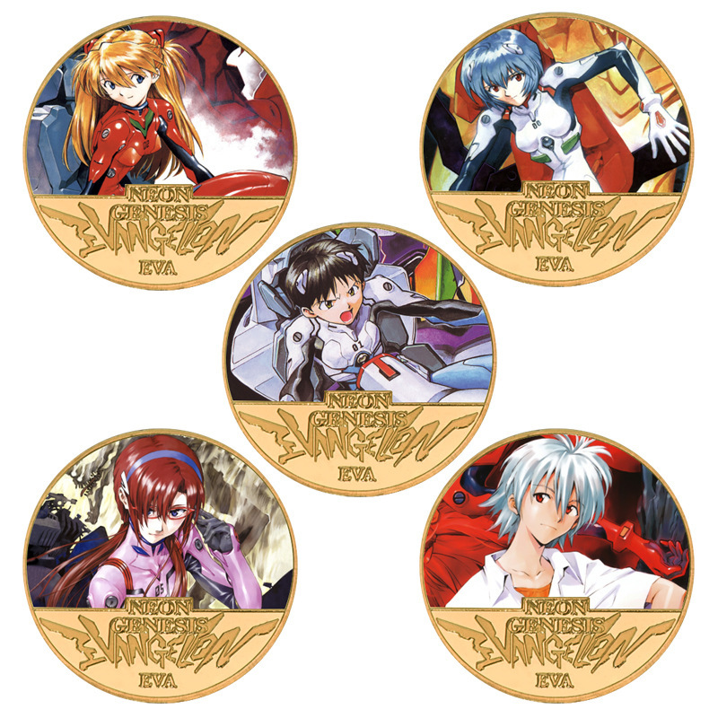 X New Century Evangelion Commemorative Coin EVA Animation Surrounding Auska Commemorative Coin Gold Plated Die Casting Emblem X New Century Evangelion Commemorative Coin EVA Animation Surrounding Auska Commemorative Coin Gold Plated Die Casting Emblem