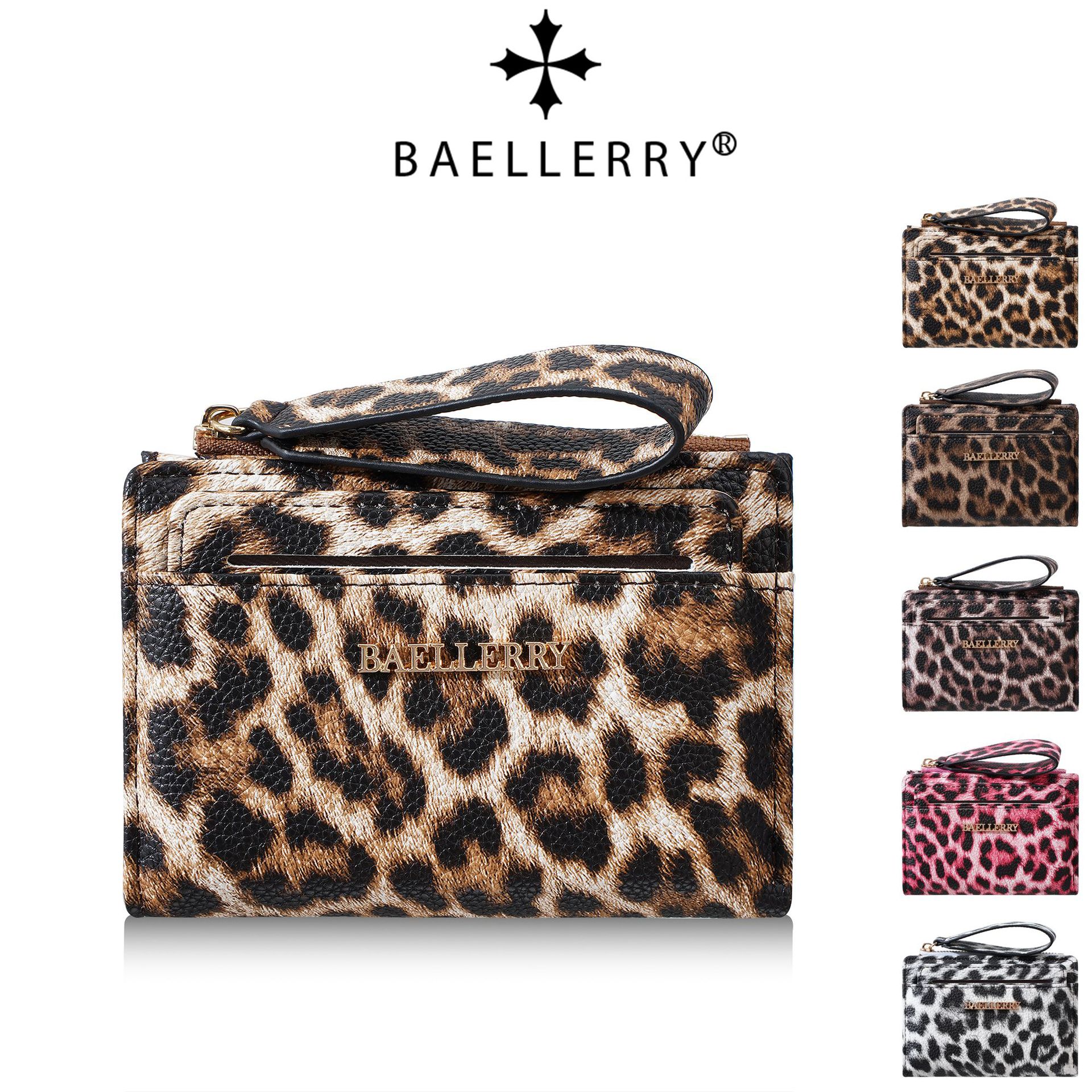 BAELLERRY new leopard print women's short wallet, Amazon cross-border zipper coin purse, animal print money clip