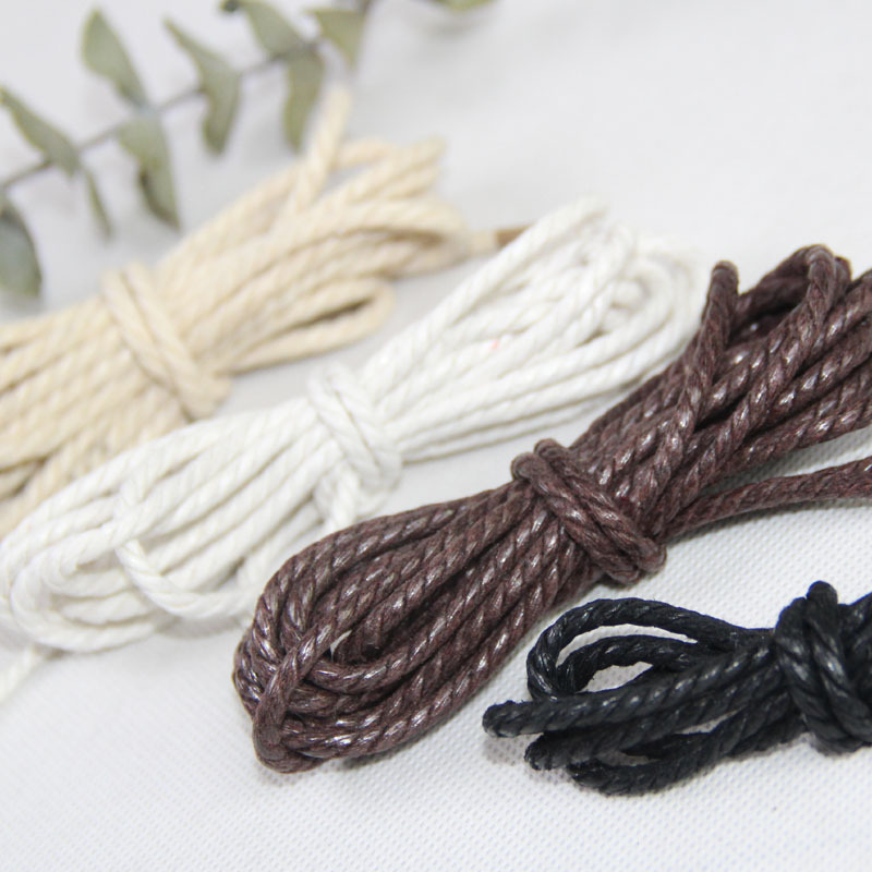 厂家直营 棉圆形打蜡三股鞋带 现货批发