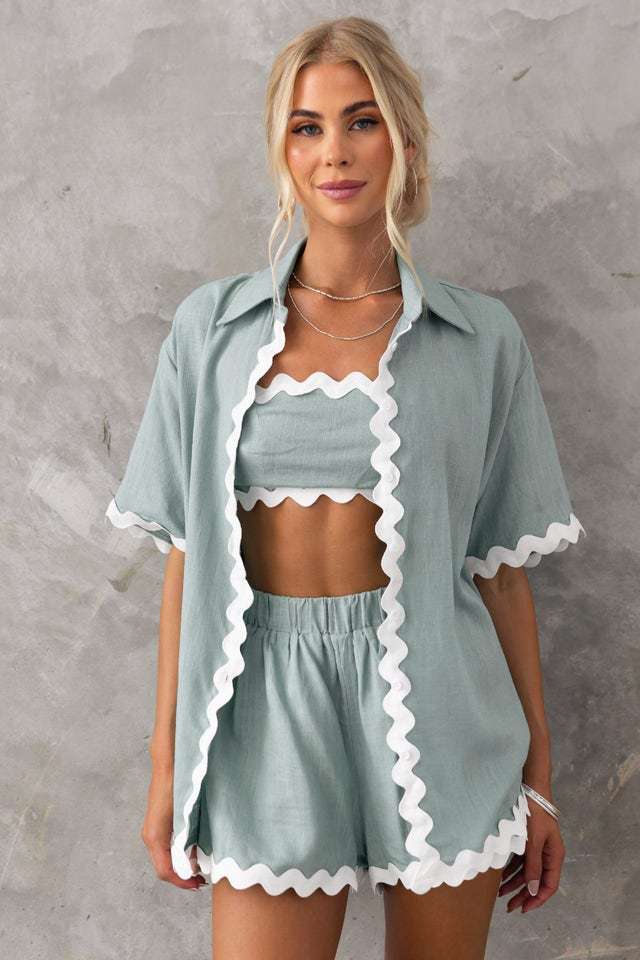364g Weight Short Sleeve Sleeve Length Spandex, Polyester Fabric Type Shorts Co-ord Set Sets Type 2 Pieces Set Quantity Daily Occasion Turndown Neckline Regular Fit Fit Type Solid Color Pattern Summer, Spring Season Women's Gender Button Design Casual, Simple Style Style Daily Women's Casual Simple Style Solid Color Spandex Polyester Button Shorts Co-ord Set Shorts Sets 1