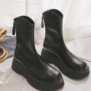 2024 Autumn and Winter New Versatile Internet Celebrity Popular Thick-Soled Black British Style Boots Short Boots Women's Chimney Boots